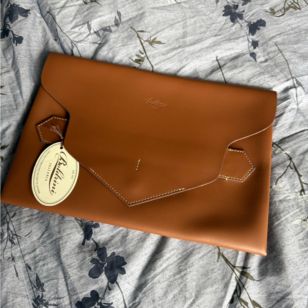 Boldrini Selleria Brown Leather Envelope Clutch